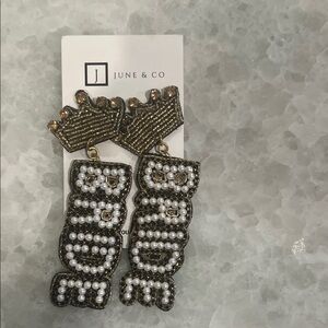 Gold and White Bride Earrings